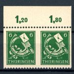 SBZ Thüringen waag. Paar 95 A X at Us postfrisch Kurzbefund Jasch #HF191