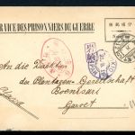 Japan Kriegsgefangenenpost 1919 gestempelt auf Vordruckumschlag #JO890
