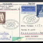 Österreich Ganzsache Olympia Sonderflug Wien-Melbourne gebraucht #JS101