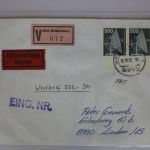 Bund 859 auf Brief als Mehrfachfrankatur waagrechtes Paar vom Unterrand #BC728