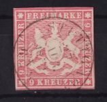 Württemberg 9a gestempelt Stuttgart, tiefst gepr. BPP #GM066