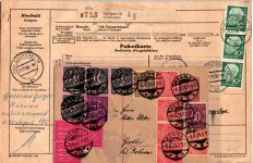 BRD 265 auf Brief als Mehrfachfrankatur Paketkarte #BC927