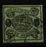 Braunschweig 10 gestempelt Mängel, erhöht signiert #GU995