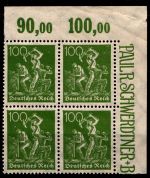 Deutsches Reich 187cP OR postfrisch 4er Block geprüft Infla Berlin #GX946
