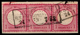 Deutsches Reich 19 gestempelt 3er Streifen, tiefst geprüft Sommer BPP #HG580