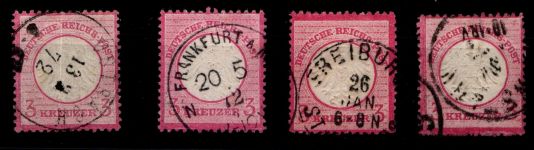 Deutsches Reich 9 gestempelt 4 Nuancen, alle tiefst geprüft Sommer BPP #HG581