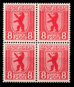 SBZ 3 A ux postfrisch Typenprüfung, 4er Block #HI183