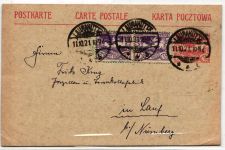 Oberschlesien P3, 17 als Ganzsache von Laurahütte nach Lauf #BD233