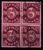 Deutsches Reich Dienstmarken 67 gestempelt 4er Block, geprüft Infla BPP #HJ751