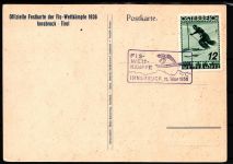 Österreich 623 Festkarte Olympische Winterspiele 1936 FIS Wettkämpfe #IE448