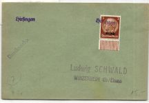 Deutsche Besetzung 2.WK Elsaß 1 auf Brief Notstempel #ID908