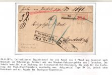 Hannover Paketbegleitbrief unfrankiert Aufgabezettel #IB865
