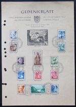 Alliierte Besetzung 1-15 auf Gedenkblatt 1. Pfälzer Briefmarkenauktion #IA365
