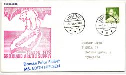 Grönland 71 auf Brief als Einzelfrankatur Arktis Expedition, MS Edith N. #IS043