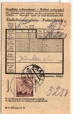 Böhmen und Mähren 67 auf Paketeinlieferungsschein #IV962