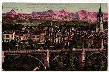 AK Bern Blick auf Stadt und Alpen vom Kursaal Schänzli aus 1911 gebraucht #PM779