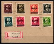 Saargebiet 18, 19 C, 20c, 21 A, 22, 23 H, 24-25 auf Brief geprüft Braun #IR704