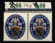 Deutsches Reich 377 postfrisch waagerechtes Paar vom Oberrand, signiert #IZ248