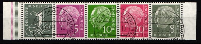 BRD W 18 y I, W 23 y I gestempelt im Streifen, geprüft Schlegel BPP #JC248