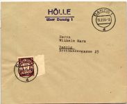 Danzig 216 auf Brief Landpoststempel Hölle #JD080