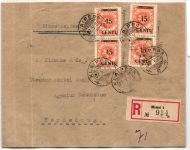 Memel 170 (4x) auf Brief mit 2x senk. Paaren R-Brief geprüft Petersen BPP #JM886