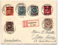 Memel 129 IV u.a. auf Brief mit ZuF auf R.-Brief aus KAMPSPOWILKEN #JM896