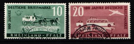 Französische Zone Rheinland-Pfalz 49-50 gestempelt Nr. 50 gepr. Schlegel #JU483