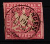 Württemberg 9a gestempelt geprüft Irtenkauf BPP #JX050