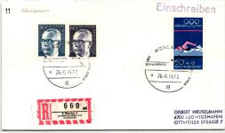 BRD Bund 640, 690, 722 auf Brief Olympiade 1972 #JX458