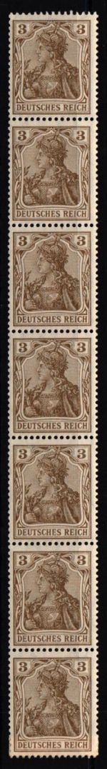 Deutsches Reich 84 postfrisch 7er Streifen mit Ansatz Rollenanfang #KB957