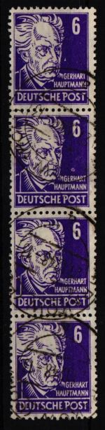 SBZ 213 b gestempelt senkrechter 4er Streifen geprüft Dr. Ruscher BPP #KH218