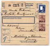 Böhmen und Mähren 101 u.a. auf Brief als Mischfrankatur Paketkarte #KN363