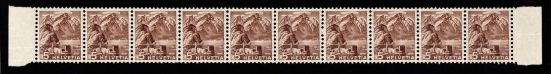 Schweiz 500 R postfrisch 10er Streifen A-K, teils vorgefaltet #KR443