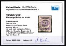 Memel 178 PF gestempelt PF noch nicht gelistet, mit Kurzbefund BPP #KS943