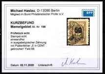 Memel 198 PF gestempelt mit Kurzbefund BPP #KS948