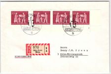 BRD Bund 390 auf Brief 3er Block + Marke mit Formnummer 2 #KQ953