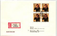 Berlin 347 auf Brief 4er Block vom Eckrand #KW123