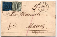 Thurn und Taxis 7, 8 auf Brief als Mischfrankatur typischer Taxisschnitt #NC888