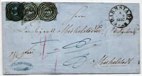 Thurn und Taxis 7, 12 auf Brief als Mischfrankatur 1 Kreuzer als Paar #NC915