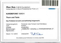 Thurn und Taxis Vorphila Portobrief nach Bordeaux, Befund Sem BPP #NJ479