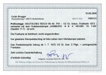 Deutsches Reich P01 als Ganzsache Hufeisenstempel Hamburg, Befund Brugger #NJ517