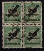 Deutsches Reich Dienstmarken D 87 gestempelt 4er Block, Attest Tworek BPP #NJ557