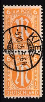 Bi-Zone 4 x gestempelt Paar, geprüft Hettler BPP #NR808