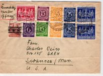 Alliierte Besetzung 969, 970 Plf. II u.a. auf Brief Brit. Am. Zone ZF #NY840