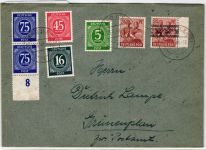 Alliierte Besetzung 931, 934, 44I u.a. auf Brief Brit. Am. Zone ZF #NY854
