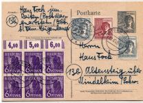Alliierte Besetzung P 962,944,947,956 als Ganzsache Brit. Am. Zone ZF #NZ057