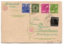 Alliierte Besetzung P961, 954, 955 als Ganzsache Am. Brit. Zone ZF #NZ224
