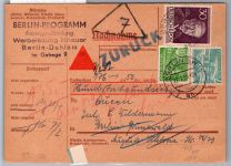 Berlin 47, 99, 121 auf Postkarte Nachnahme-Karte #NX742