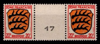 Französische Zone Allgemeine Ausgabe 8 by ZW postfrisch Masch. Nr. 17 #PN437