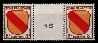 Französische Zone Allgemeine Ausgabe 4 bz ZW postfrisch Masch. Nr. 16 #PN448